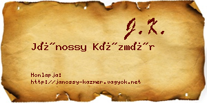 Jánossy Kázmér névjegykártya